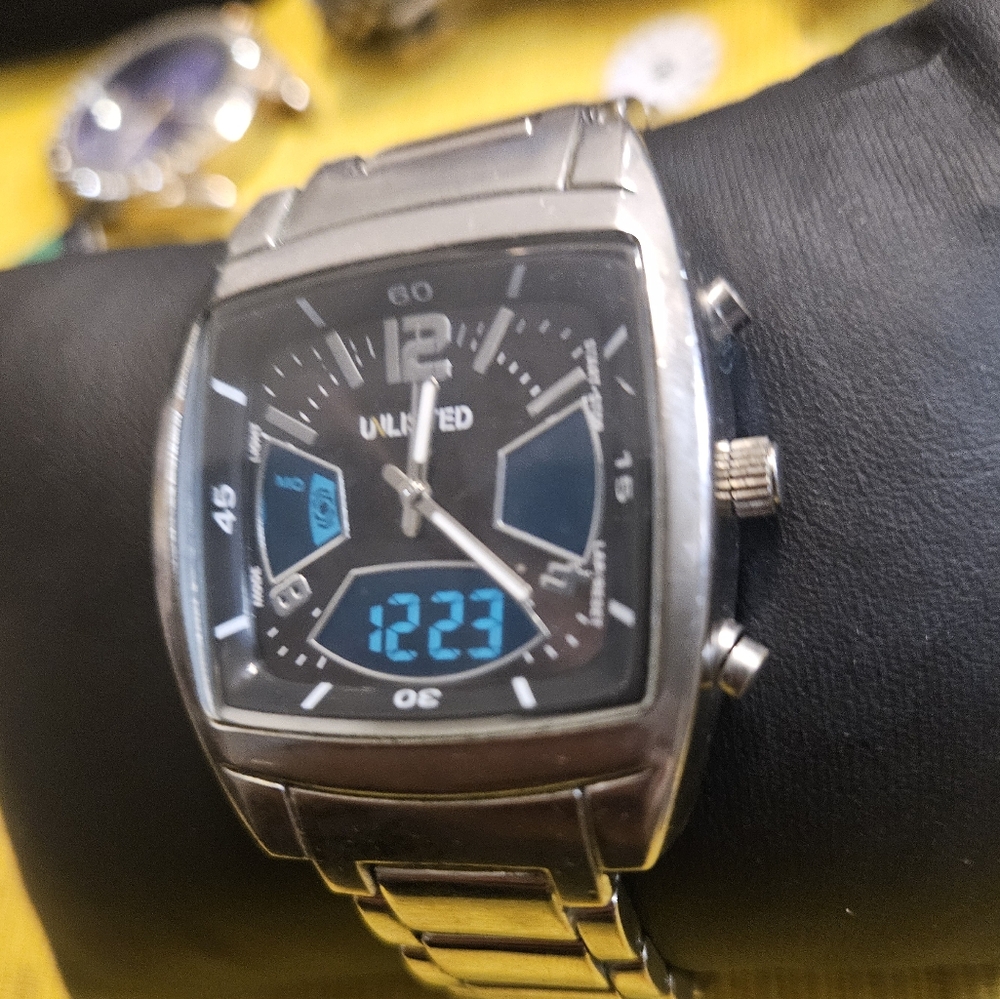 Silver Unlisted Digital Analog Watch